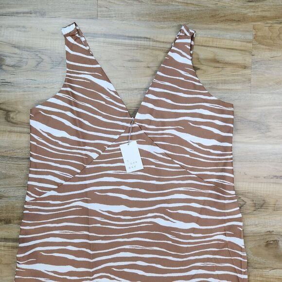 🩵NWT A New Day Tan & Cream Zebra Print Sleeveless Slip Dress Small - Picture 5 of 12